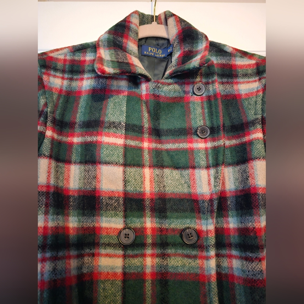 Polo Ralph Lauren Plaid Wool Huntsman Peacoat - Picture 3 of 3